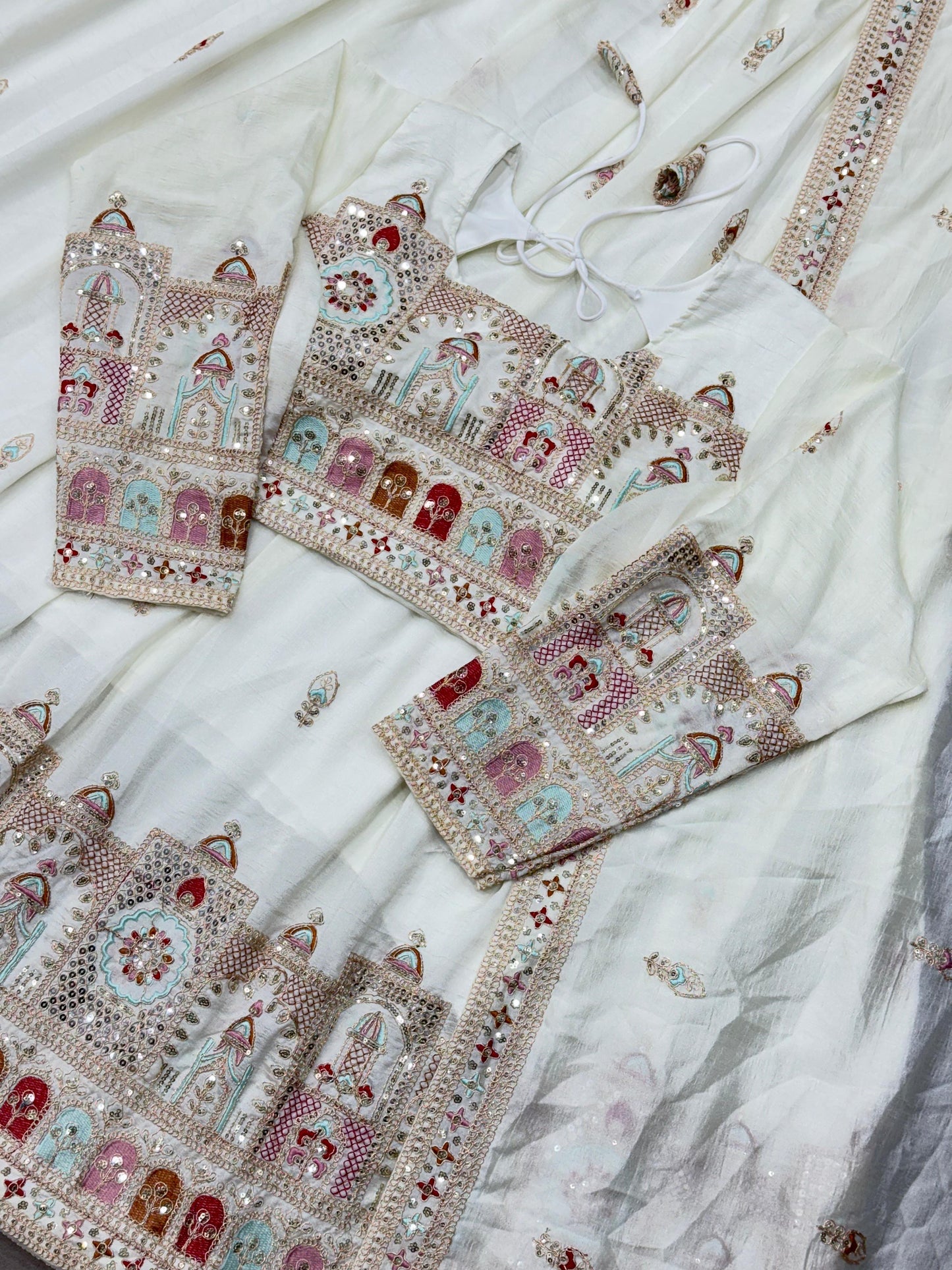 Navratri Special Vichitra Silk with Beautiful Embroidered Fully Stitched Lehenga