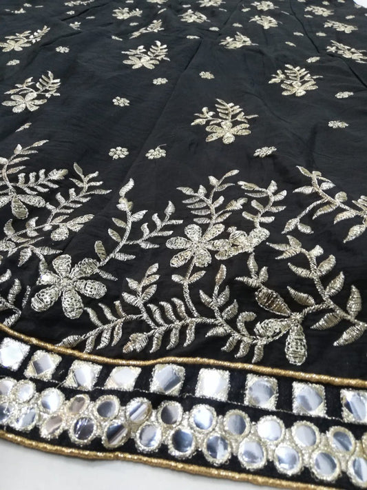 Heavy work Black Art Silk Lehenga