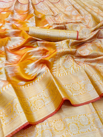 A soft banarasi handloom silk organza with blouse