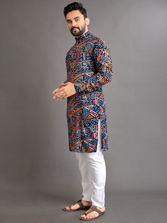 Men's Soft Cotton Foil Print Kurta with Cotton Pajama for every occasion