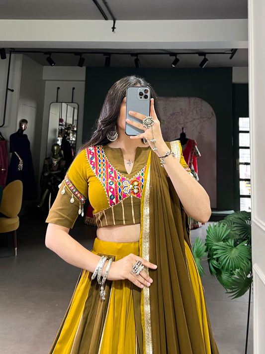 Unique Contrast Navratri Special Dual Colour Cotton Chaniya Choli