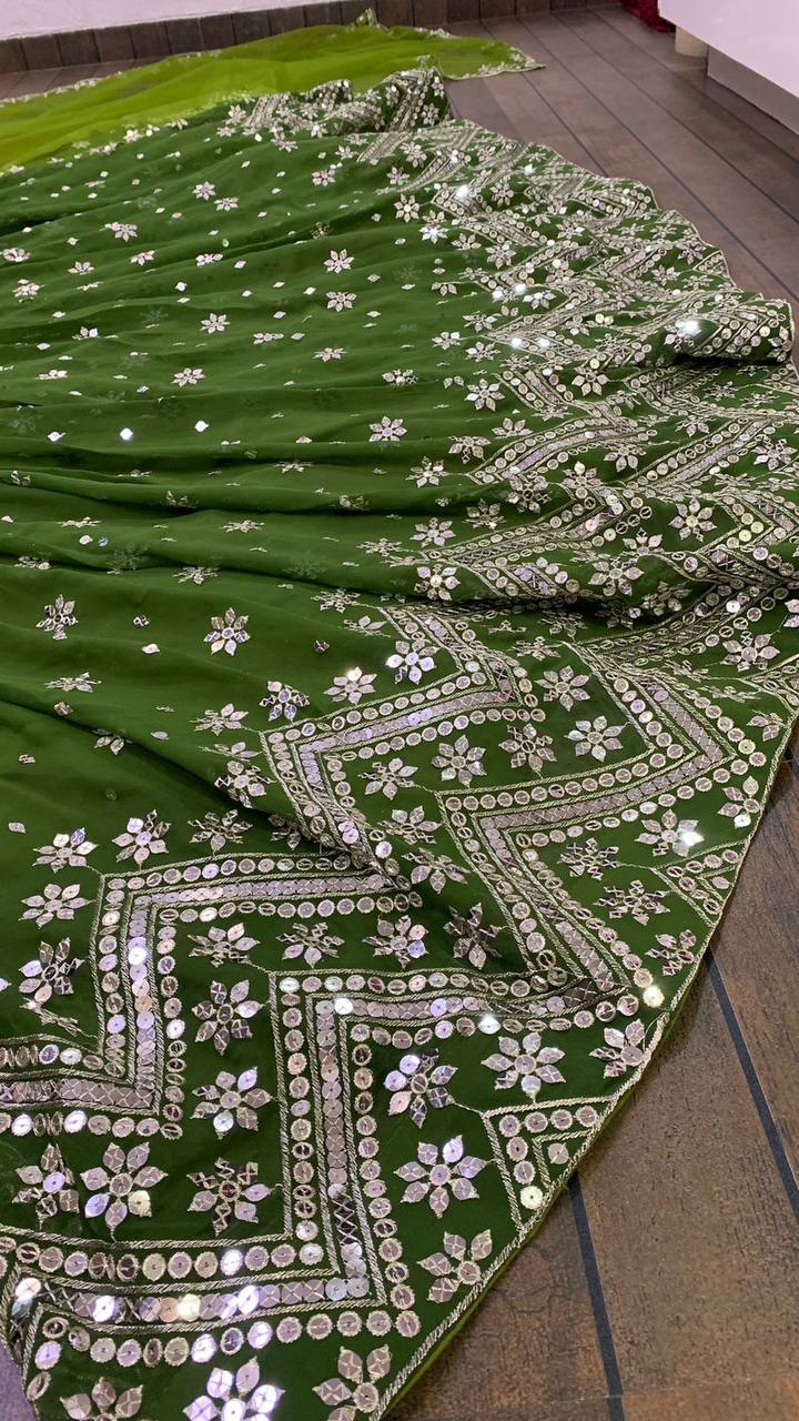 Mehendi green fully stitched lehenga
