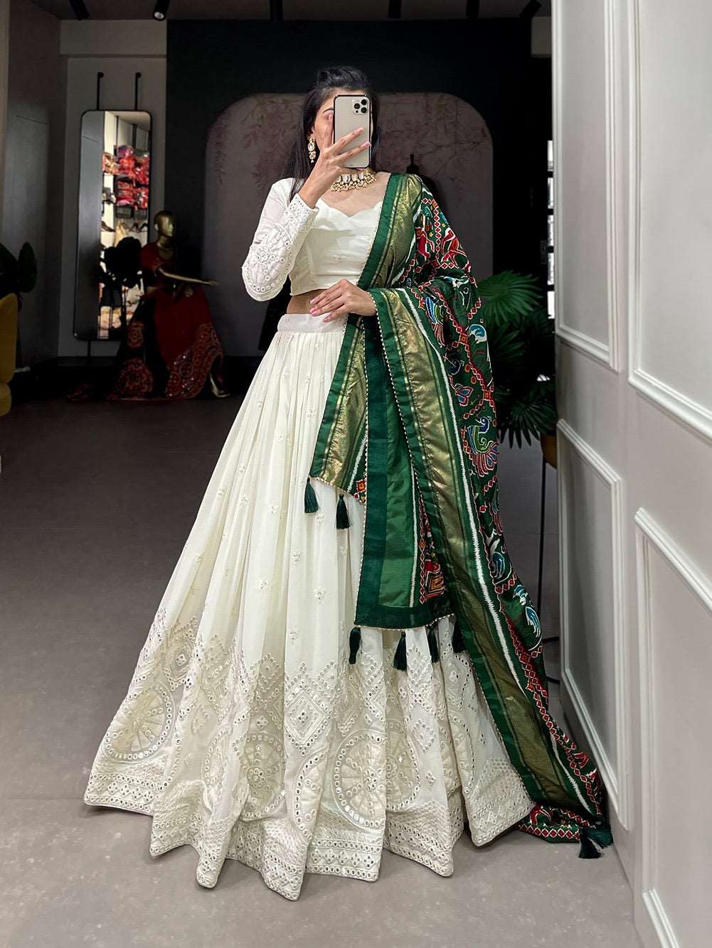Damini - Premium mirror work lehenga