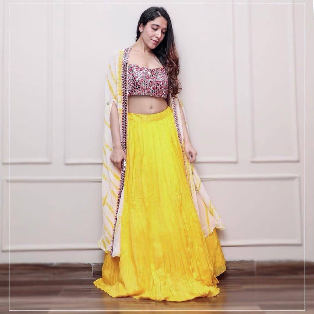 Yellow simple lehenga fully stitched