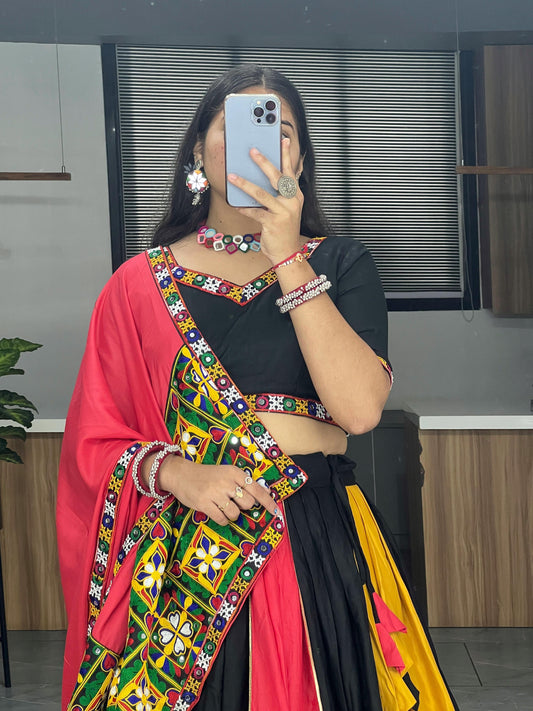 Traditional Navratri Special Chaniya Choli Fully Stitched with Mirror Work