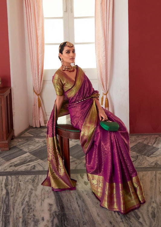 Pure Kashmira Silk Premium saree with stitched blouse