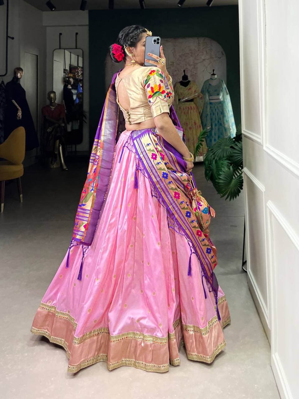Paithani Silk Fully Stitched Lehengas in beautiful Colours