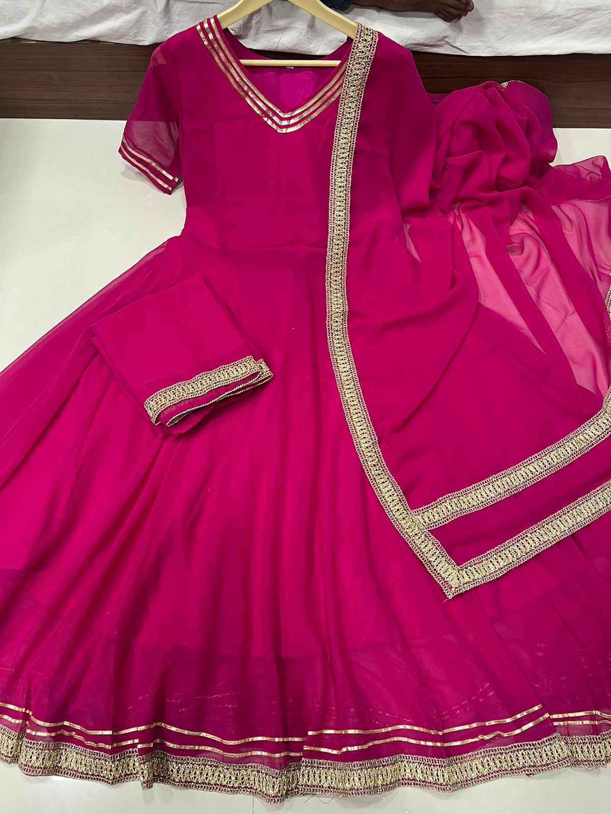 Beautiful Rani Pink Soft Georgette Anarkali Suit Fully Stitched