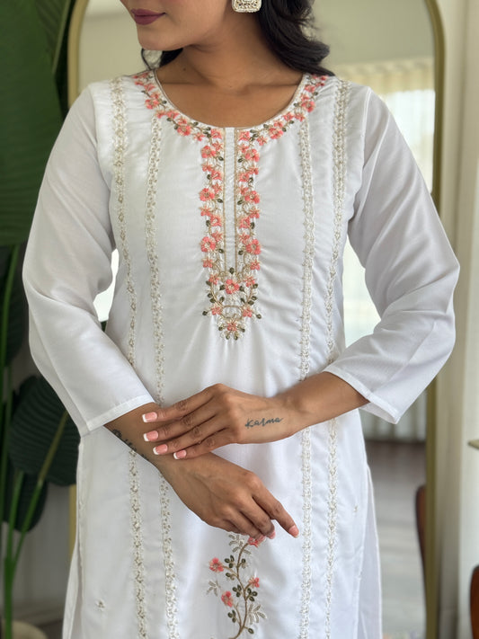 Avantika - Elegant White Kurti Set for all occasions