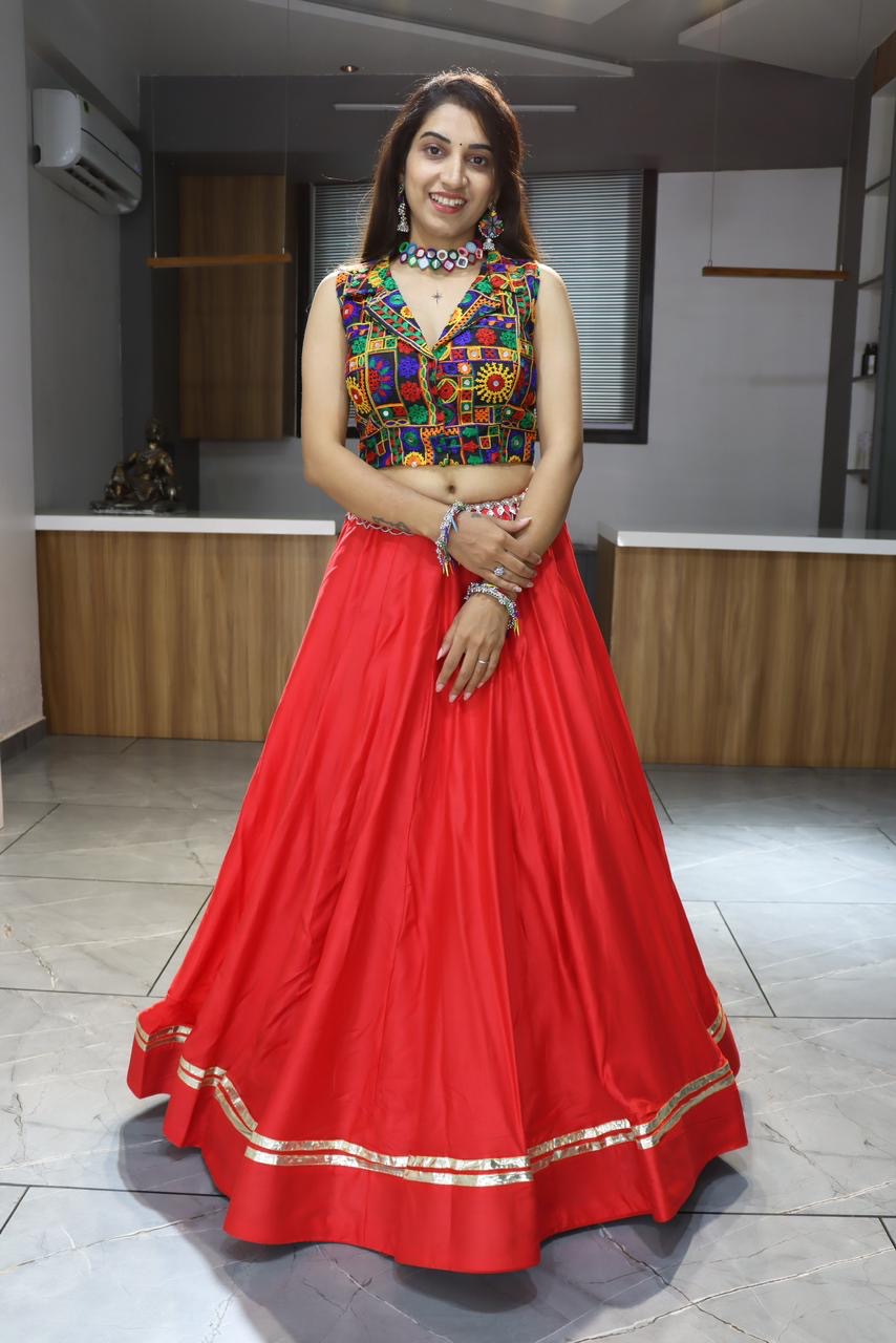 Ethnic Navratri 8 Colours Pure Cotton Chaniya Choli with Gamthi Work Fully Stitched