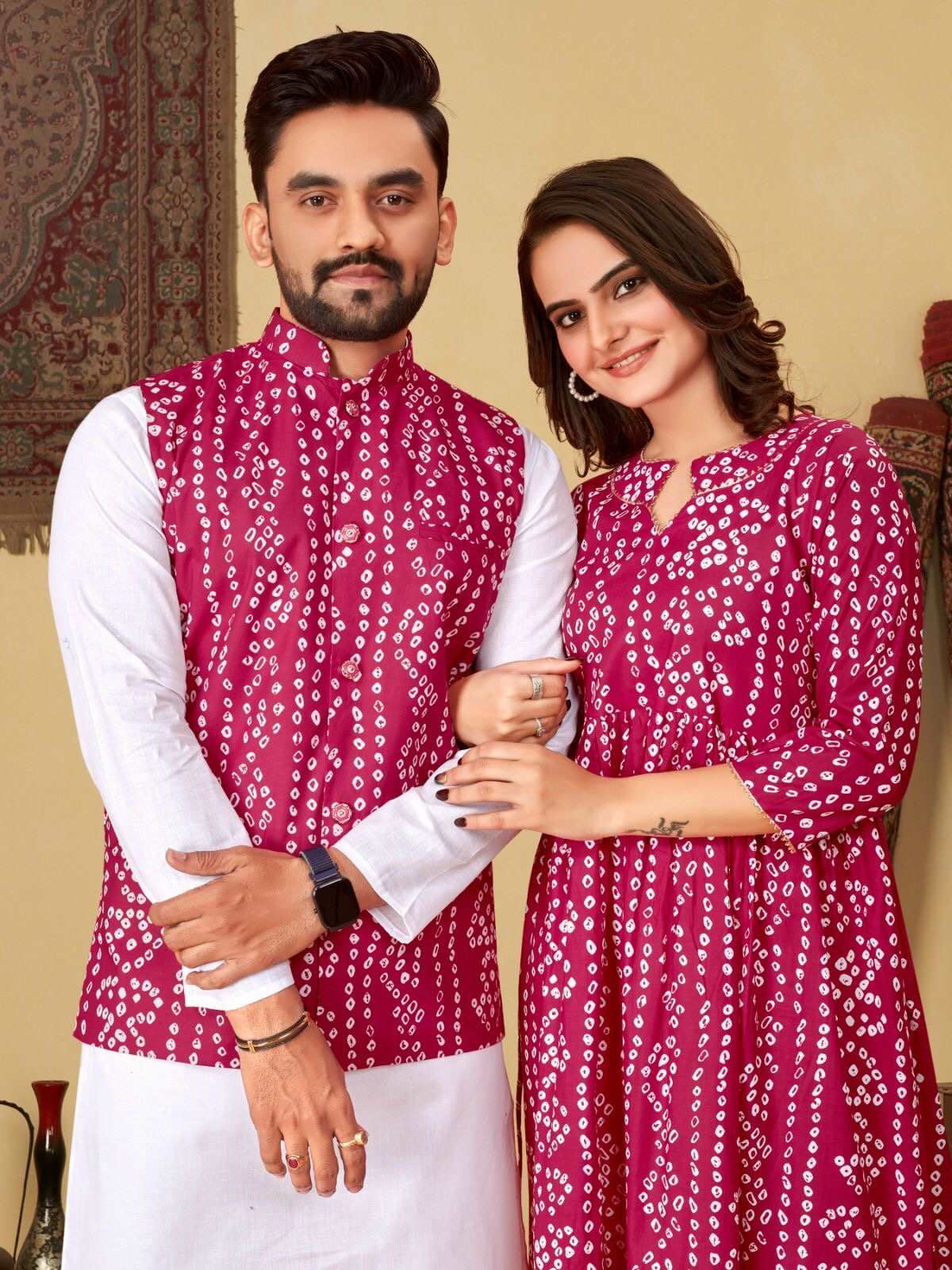 Manyata - Men & women couple bandhani set