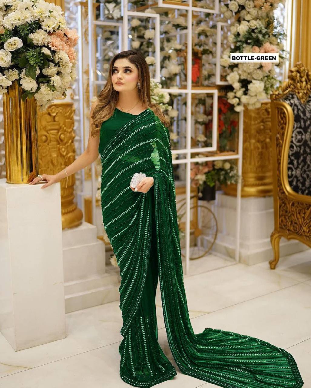 Party wear saree fully stitched with blouse