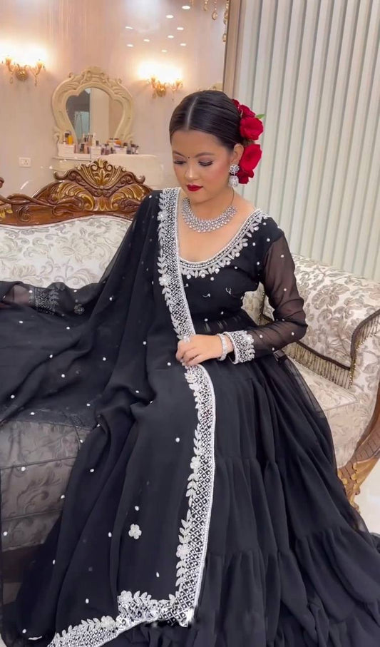 Ruffle fully stitched gown