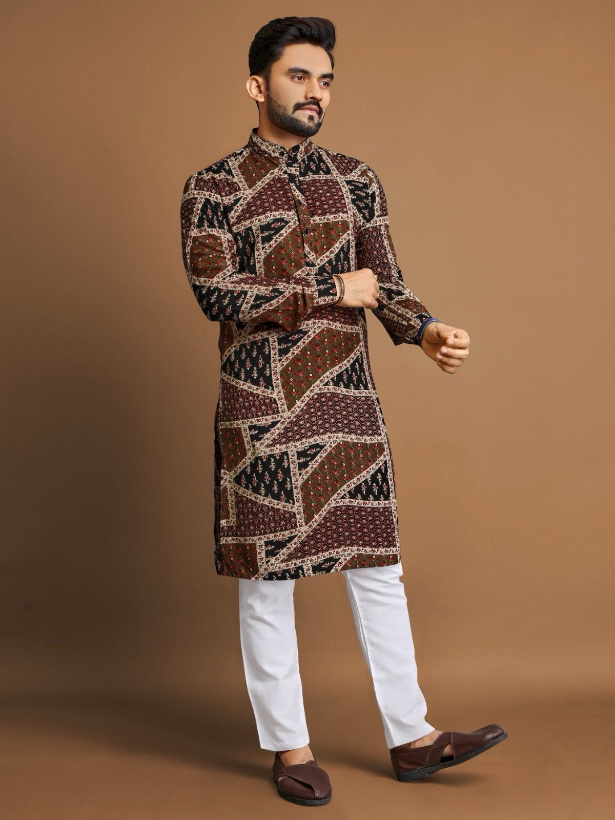 Men's Soft Cotton Foil Print Kurta with Cotton Pajama for every occasion
