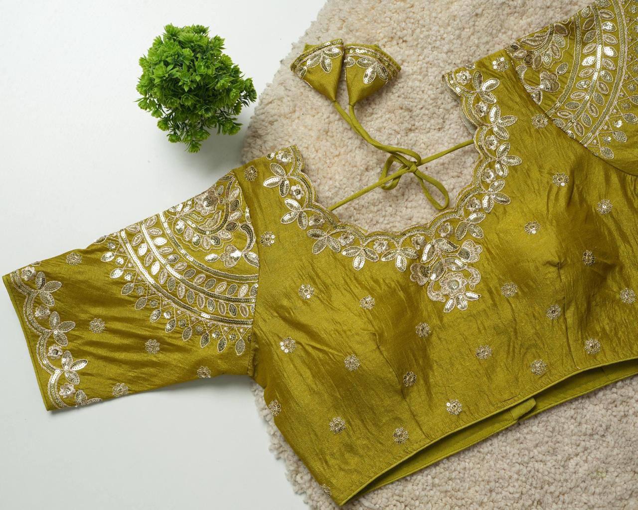 Ruhi - Beautiful Copper Gold Embroidered Work Fully Stitched Blouse to pair with Saree or Lehenga