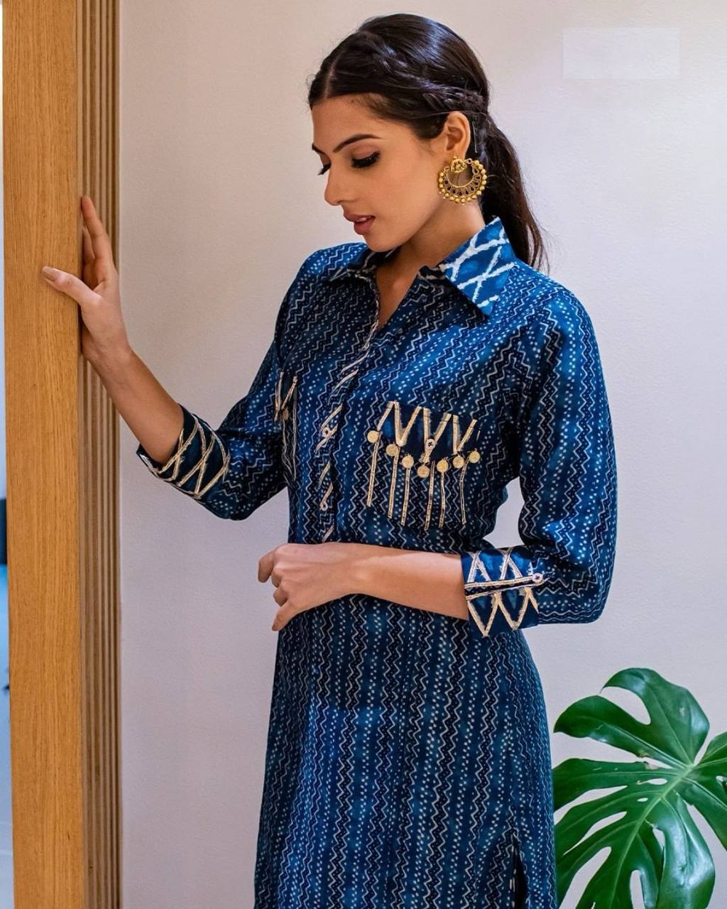 Navy blue fancy kurti with pant