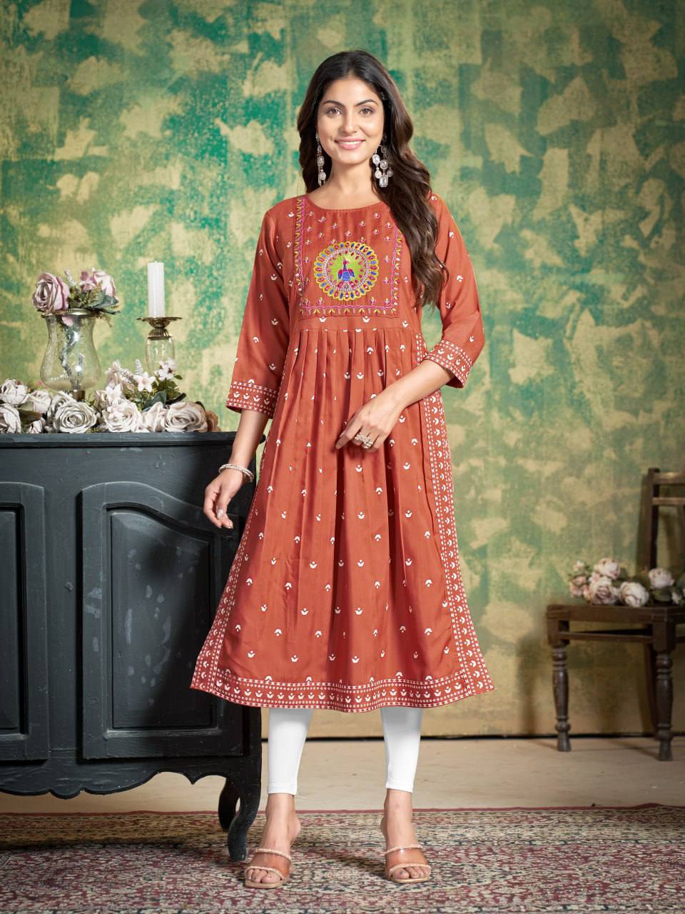 Sakhi - Soft Cotton Embroidered Kurti Set