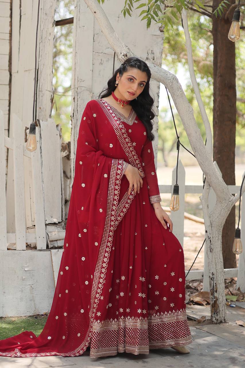 Premium Maroon Anarkali Gown Fully Stitched