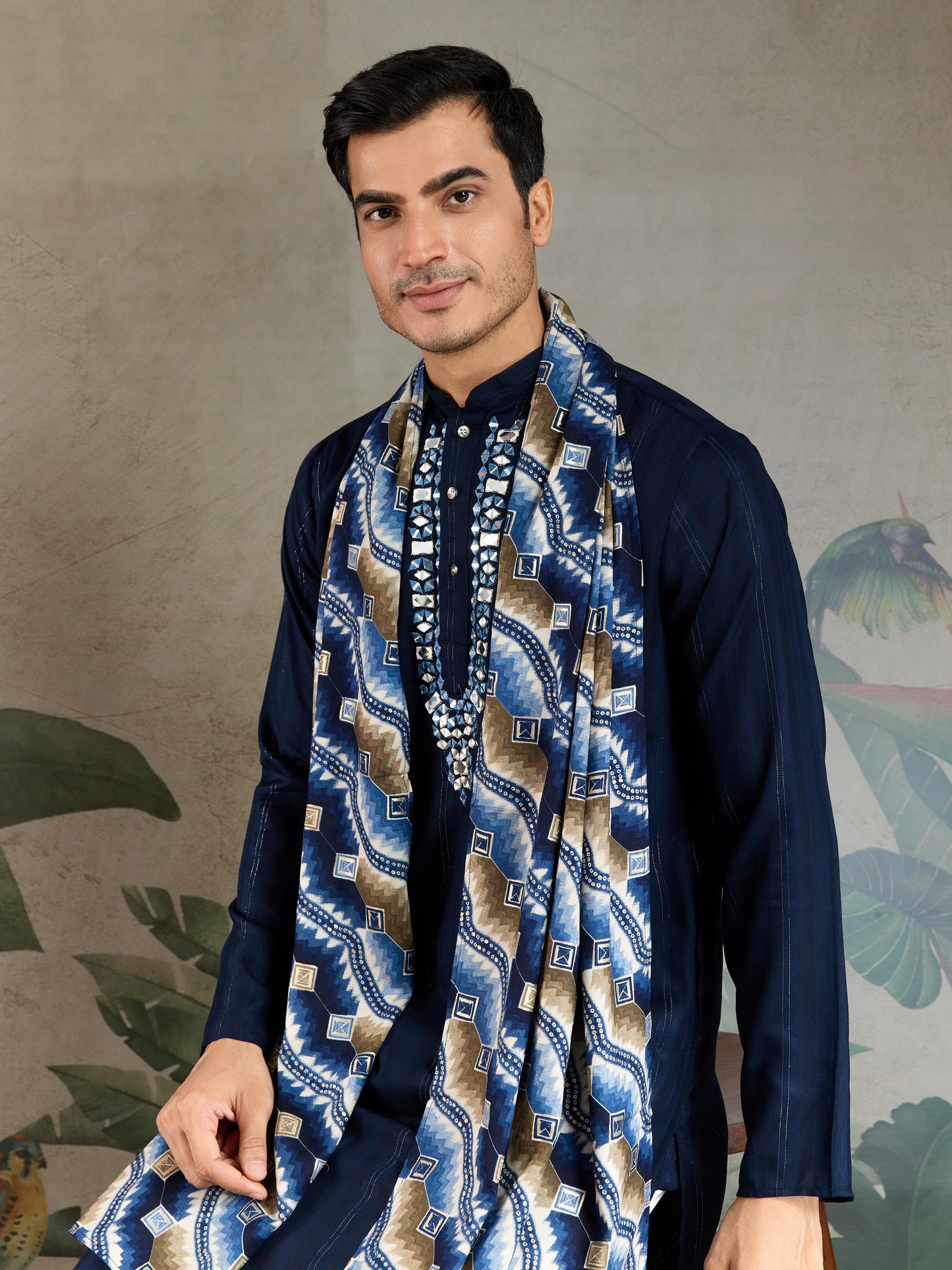 Ramjat - Premium Mens Silk kurta with Pajama and Printed Dupatta