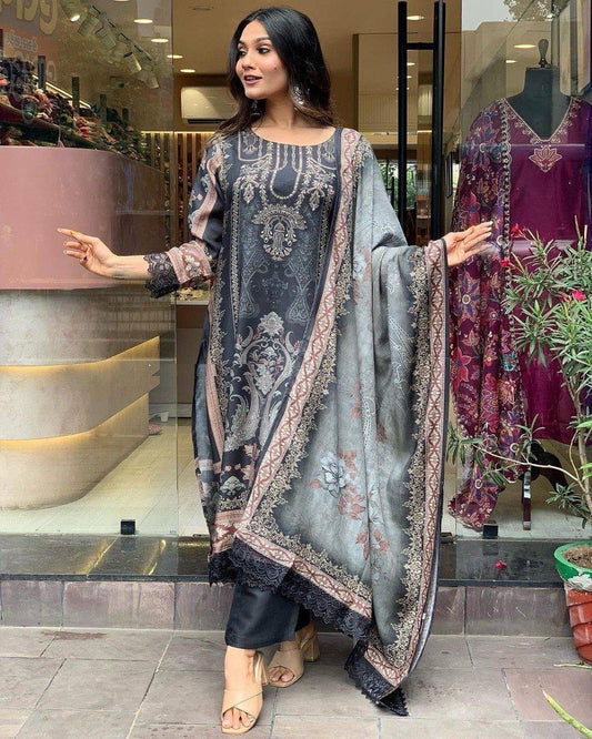 Grey Printed Kurti set