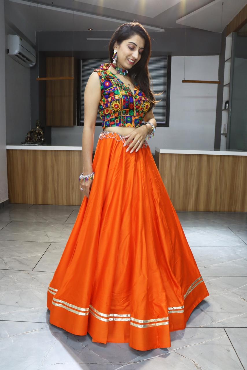 Ethnic Navratri 8 Colours Pure Cotton Chaniya Choli with Gamthi Work Fully Stitched