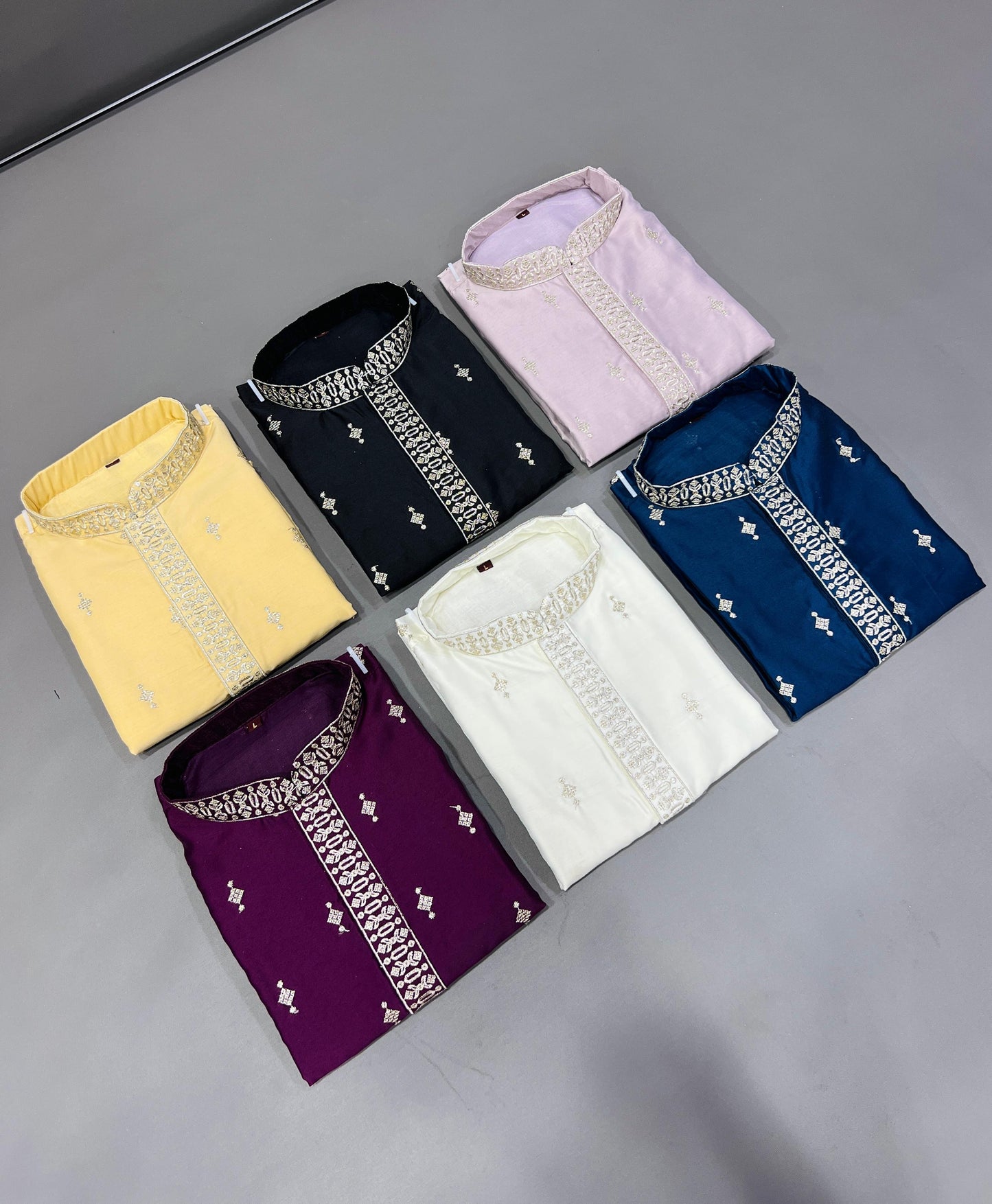 Premium Men's Soft Silk Embroidered Kurta with Pajama