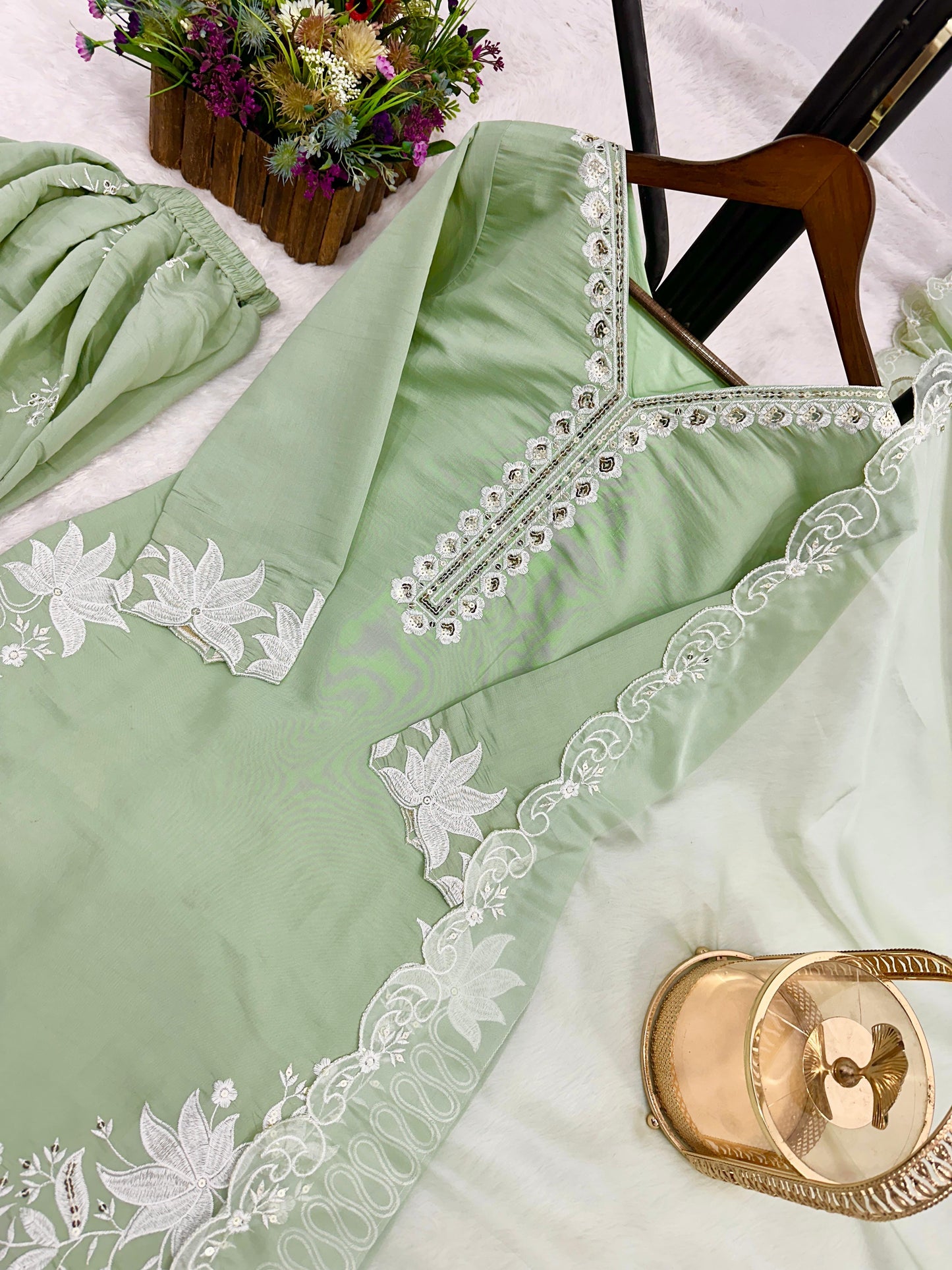 Preet - Beautiful Soft Silk Embroidered Salwar Suit Fully Stitched