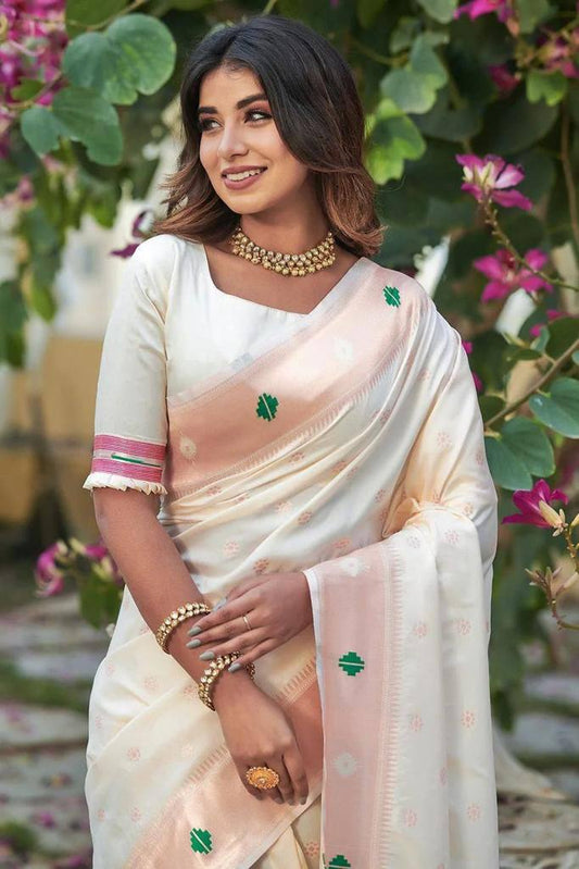Pure silk zari weaved saree with stitched blouse