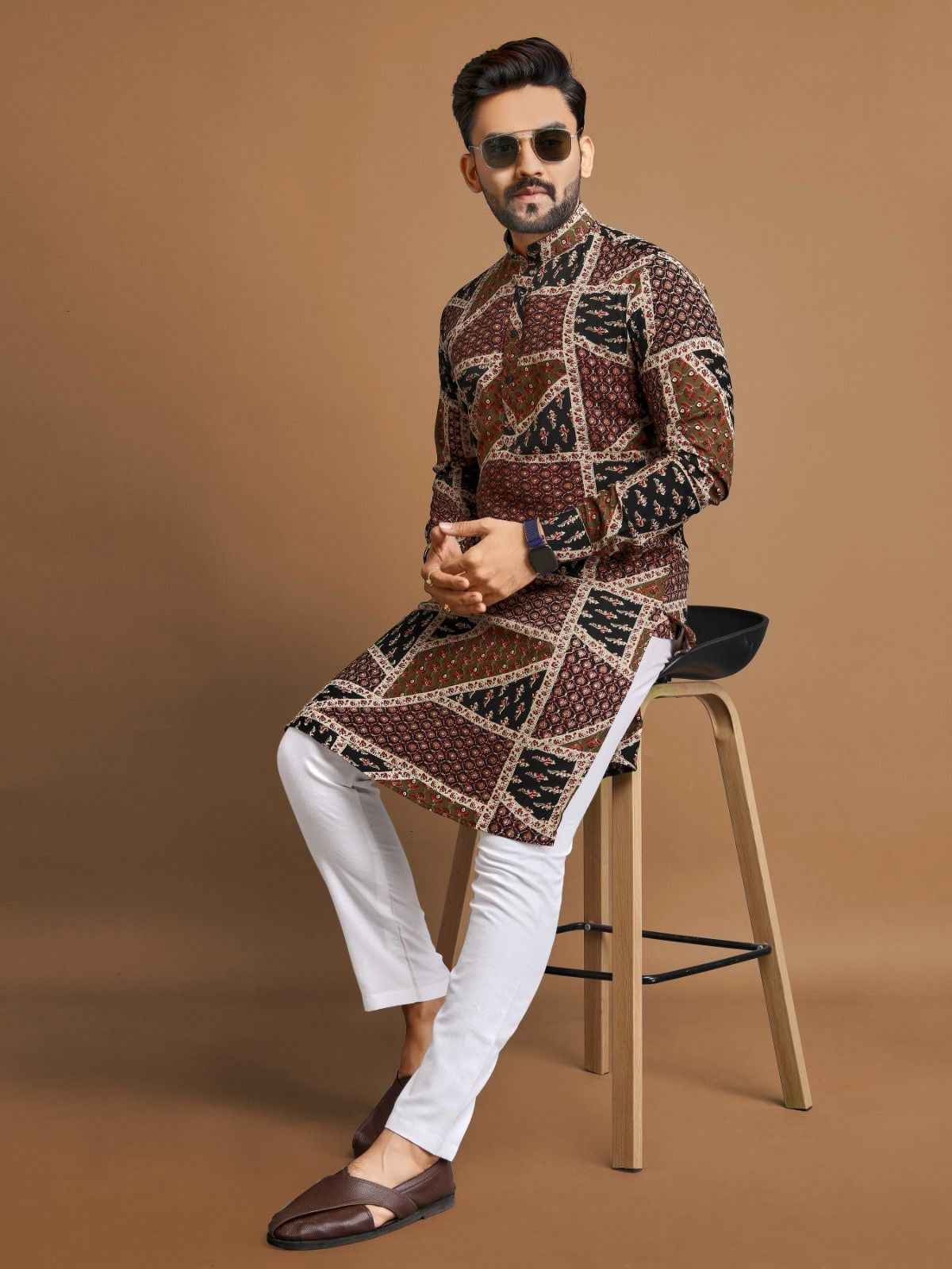 Men's Soft Cotton Foil Print Kurta with Cotton Pajama for every occasion