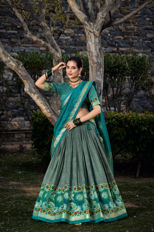 Urban Ethnica - Silk Kanjivaram Style Lehenga Choli Fully Stitched