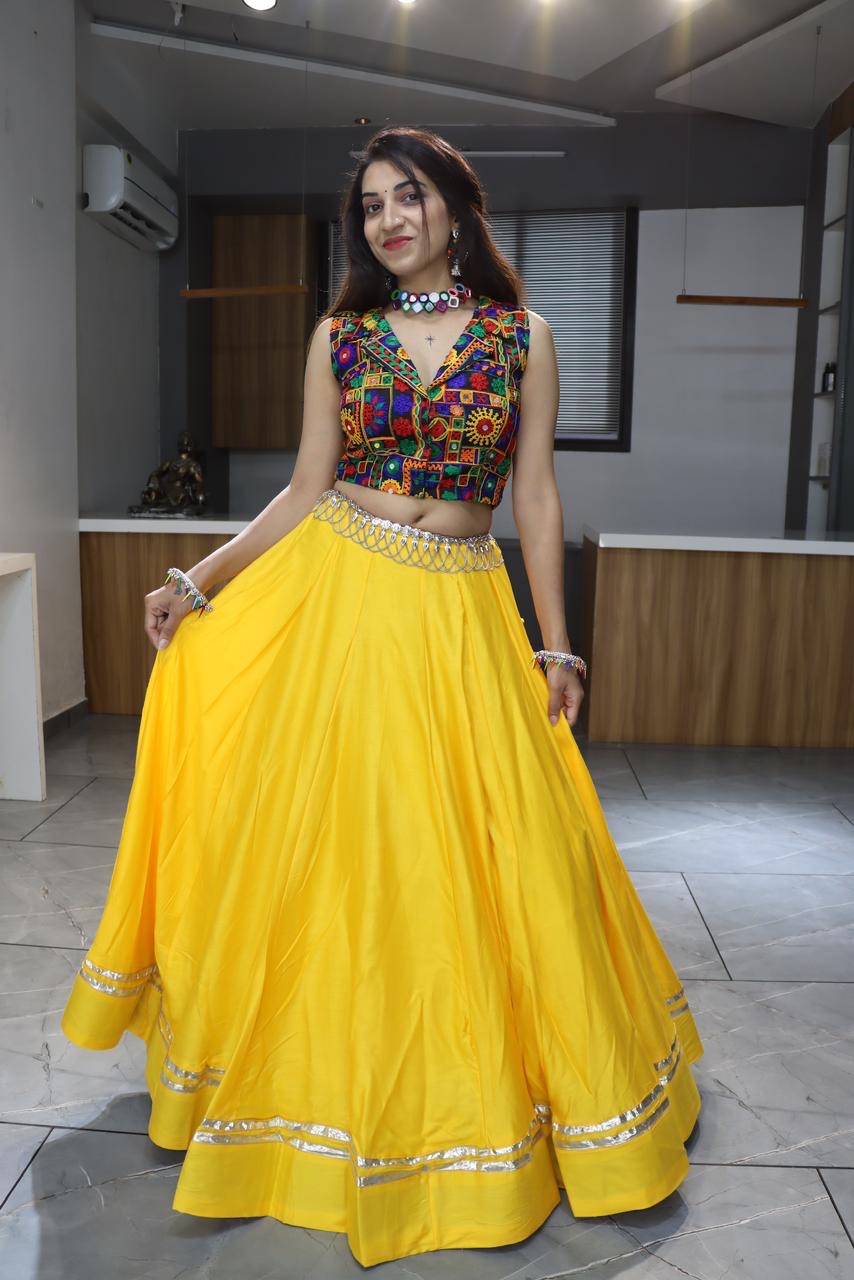 Ethnic Navratri 8 Colours Pure Cotton Chaniya Choli with Gamthi Work Fully Stitched