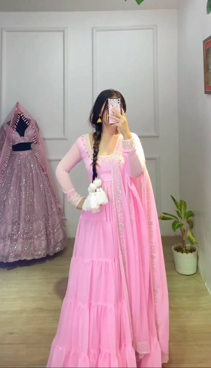 Ruffle fully stitched gown