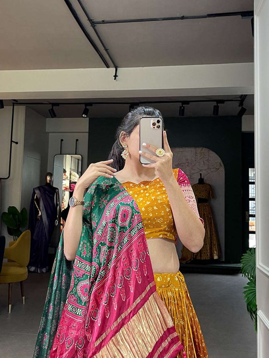 Dola silk printed premium fully stitched lehenga