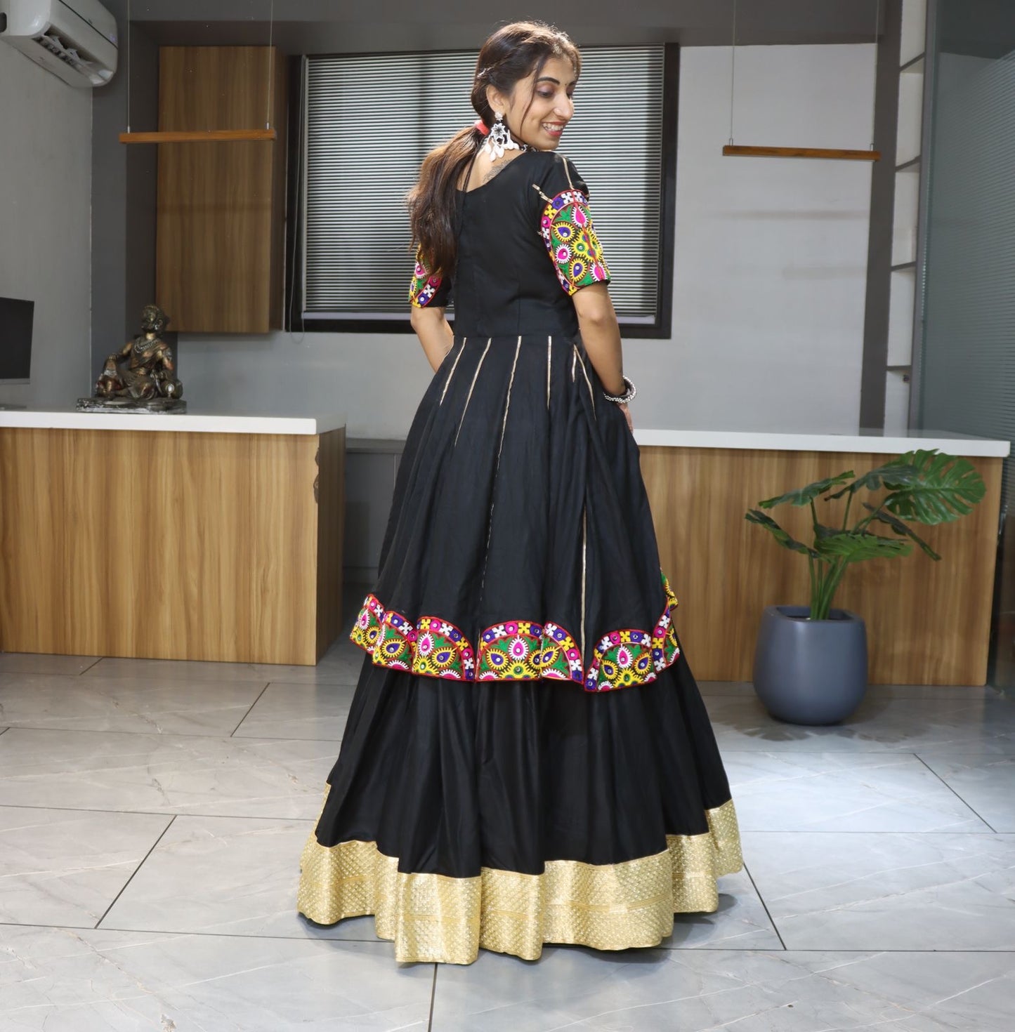 Unique Black Indo Western Style Navratri Special Chaniya Choli Fully Stitched