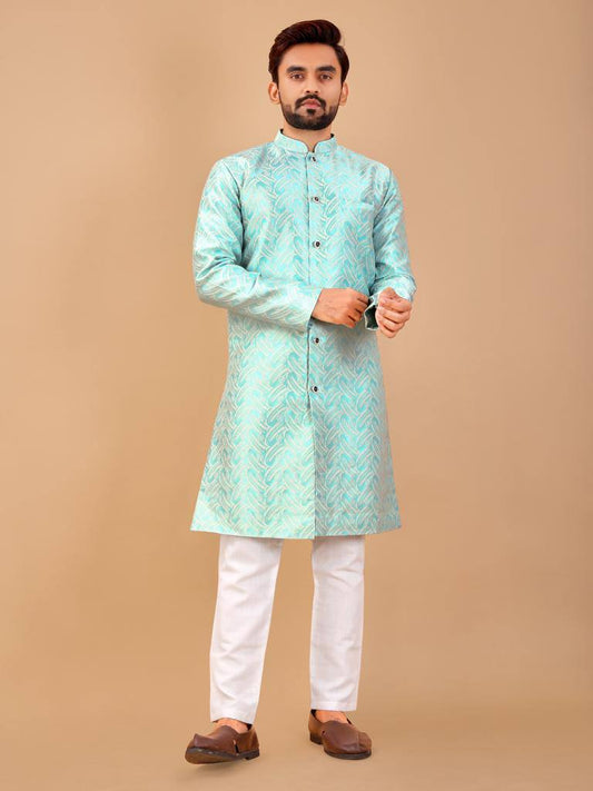 Pastel colour Men's traditional indo western bollywood style with pajama