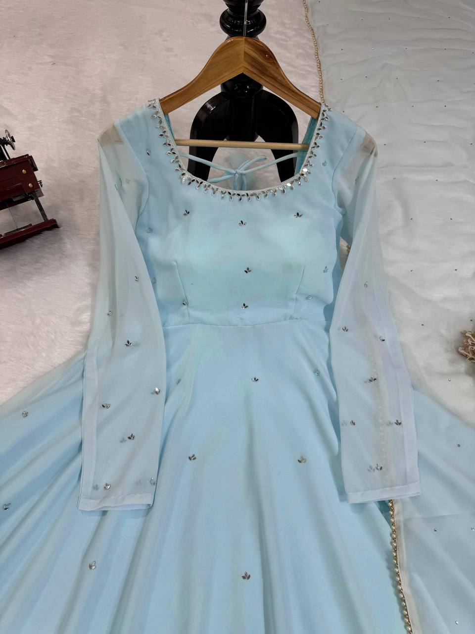 Pastel Blue Georgette Anarakali readymade suit
