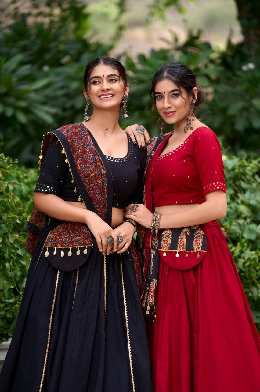 Red Premium Pure cotton Navratri Special Lehenga Choli Fully Stitched