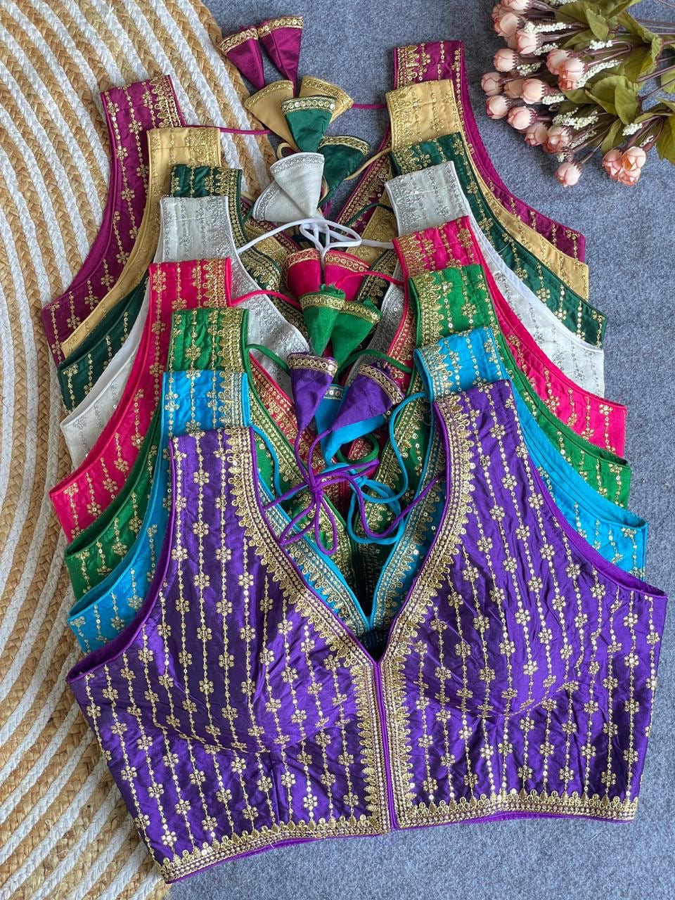 Premium Silk Fabric Heavy Thread and Sequins Embroidered Readymade Blouse