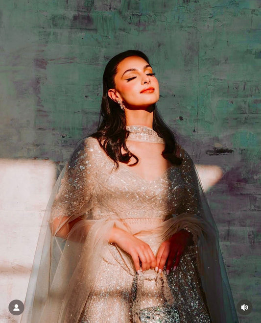 Unique Copper Gold Colour Premium Shimmering Sequins Fully Stitched Lehenga