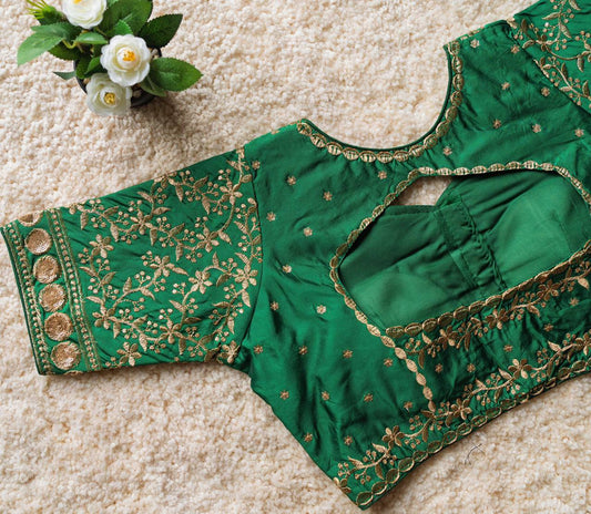 Embroidered on Silk Fabric beautiful Readymade Blouse