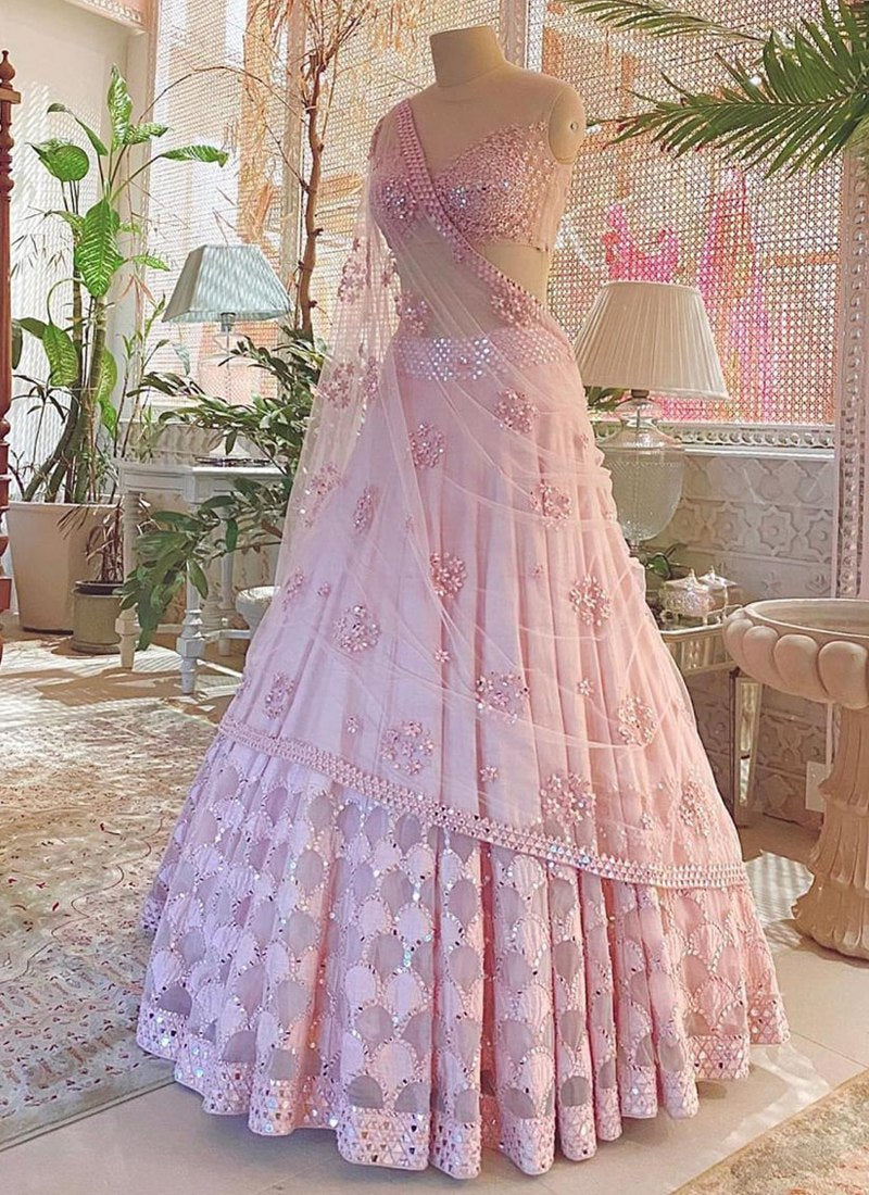 Premium Pastel Pink Readymade Lehenga