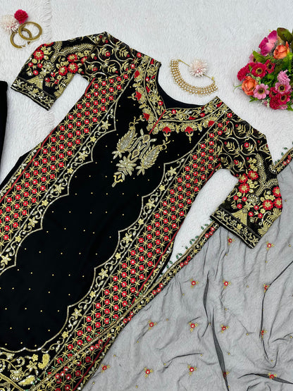 Black georgette suit fully stitched