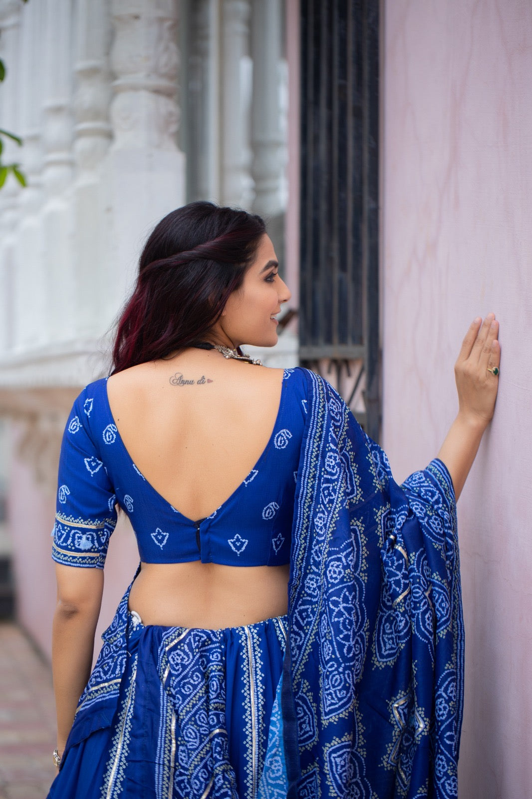 Royal blue Bandhani Print lehenga all over
