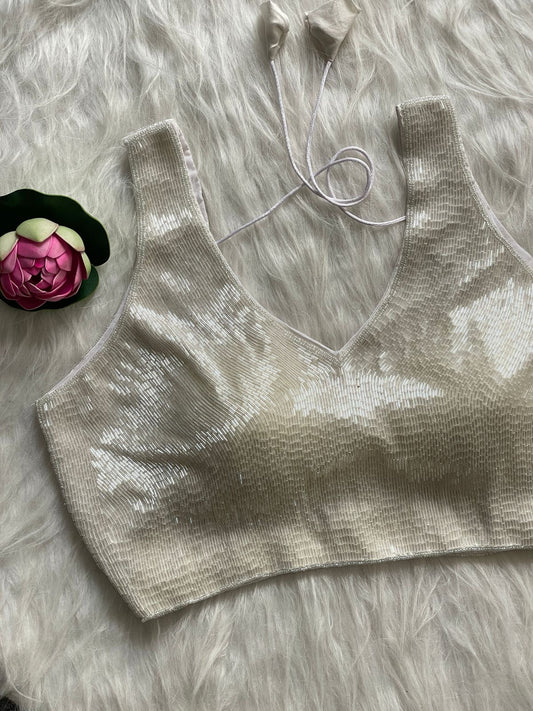 Premium Handcrafted Pearl and Beads Pipe Work Readymade Blouse