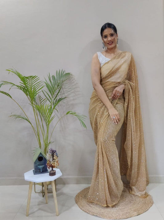Net fabric Readymade saree with readymade blouse