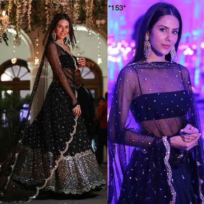Black lehenga with sequins and beautiful embroidery work fully stitched