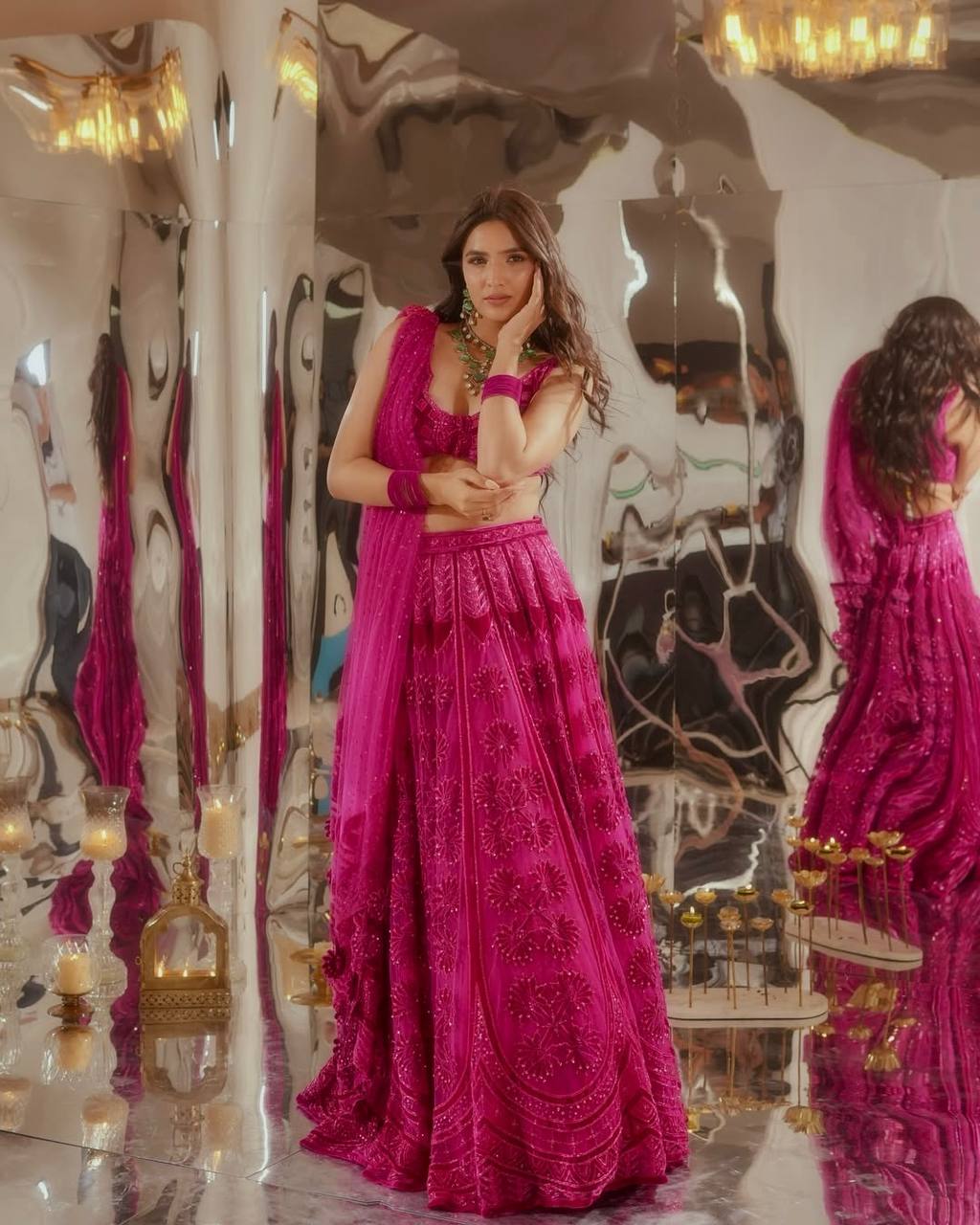 Premium Silk Pink Heavy Embroidered Lehenga Fully Stitched