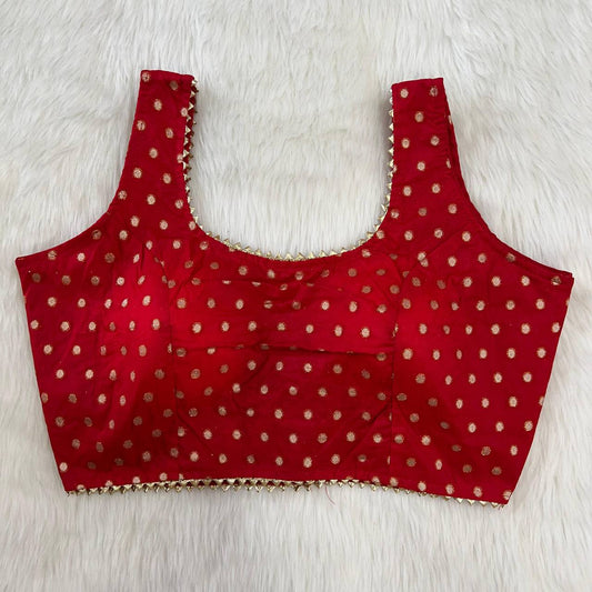 Simple Banarasi Silk Sleeveless Readymade Blouse