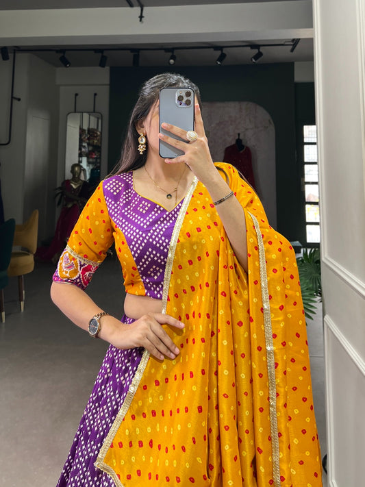 Bandhani & Patola Printed Silk lightweight and comfortable Chaniya Choli for Navratri