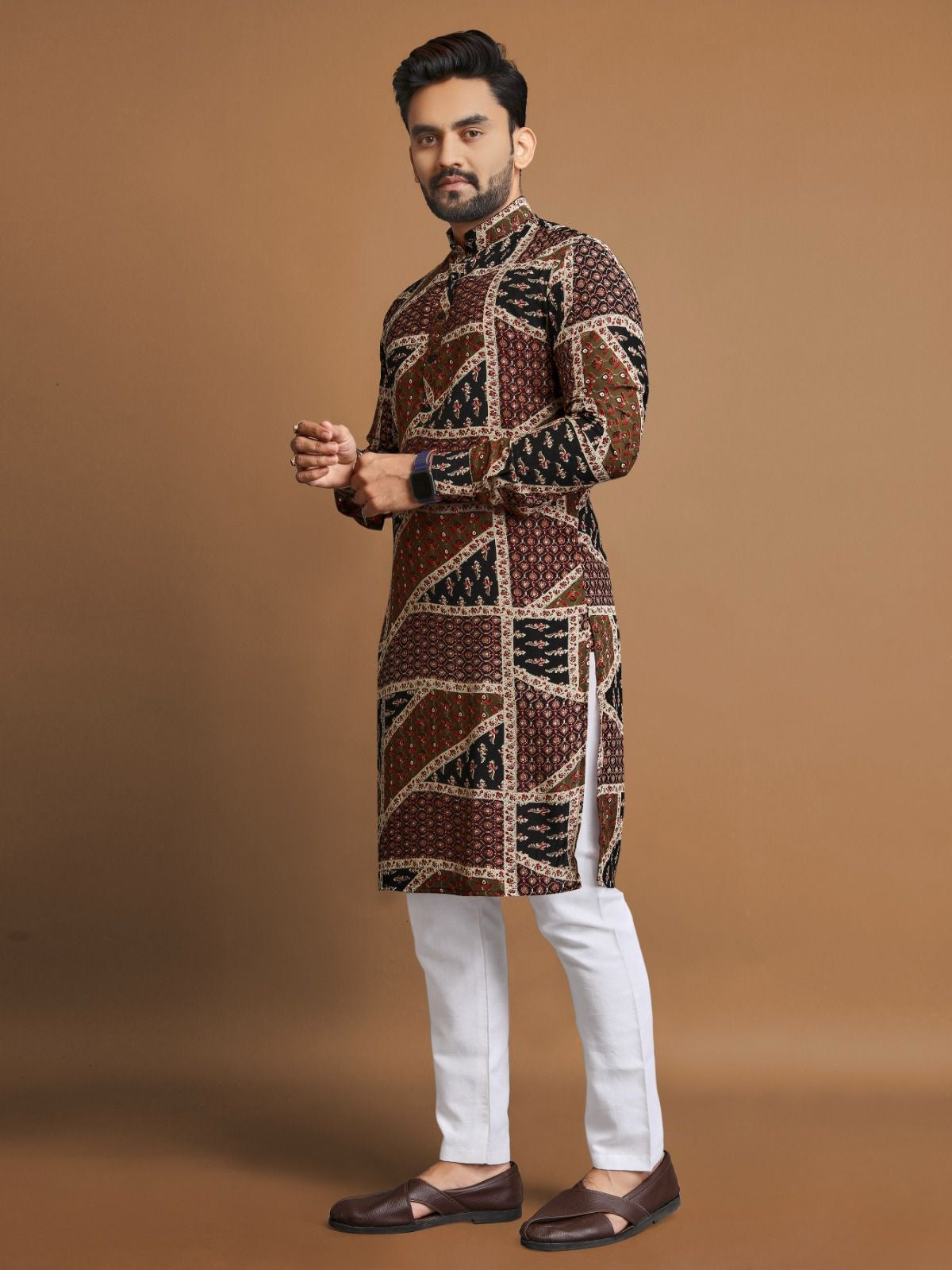Men's Soft Cotton Foil Print Kurta with Cotton Pajama for every occasion